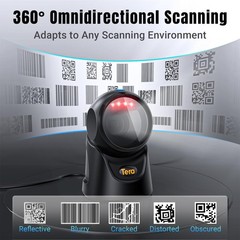 Barcode Scanner Handsfree Omnidirectional: Desktop 1D 2D QR USB Wired Adjustable