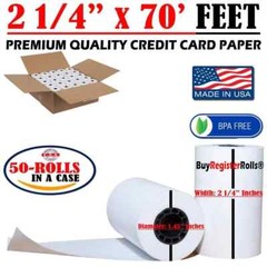 2 1/4 x 70 Thermal Paper Large 48 GSM, 200 Rolls Verifone VX520 Ingenico ICT220