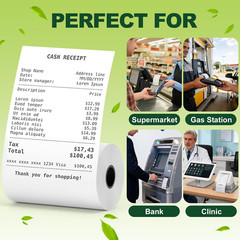 2 1/4″X50′ Thermal Paper Receipt Rolls,12 Rolls of Thermal Printer Paper, BPA Fr
