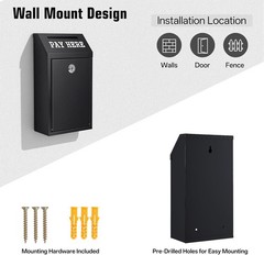 Donation Box with Lock Sumerfnt Metal Money Slot Wall Mount Black