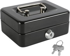 Black Mini Cash Box with Removable Coin Tray – Perfect for Teaching Kids Savings