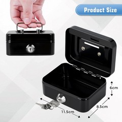 Cash Box with Lock Small Cute Money Slot Mini-Black, Black-Mini
