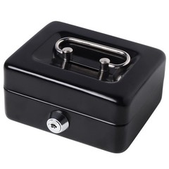 Mini Metal Cash Box Small Cash Box with Money Slot, Key Lock and Handle