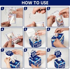 10th Birthday Decorations PullOut Money Gift Box Cash Blue Silver Boys Girls