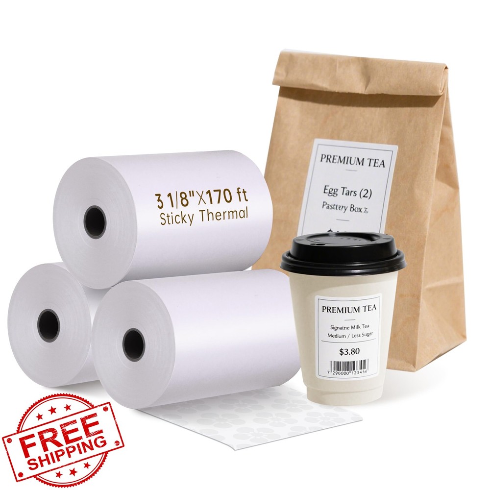 Televenture 3 rolls sticky receipt paper
