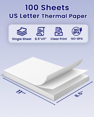 100 Sheets 8.5×11 inch Thermal Printer Paper US Letter Size Quick-Dry