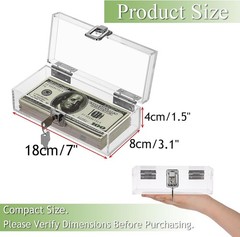 Lockable Money Storage Box Clear Acrylic Cash Holder with Key Lock Cash Organ…