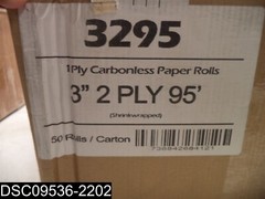 Qty=50: 3295 Carbonless Paper Rolls 3″ 2 Ply 95′ 736842684121