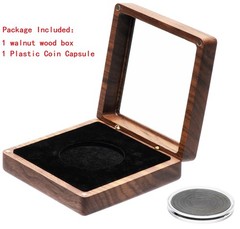 COSISO Single Walnut Wood Challenge Coin Presentation Small, Black Inner