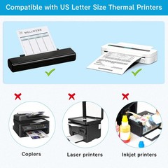 Thermal Printer Paper 8.5 x 11 Inch, 100 Sheets US Letter Size Continuous Fol…