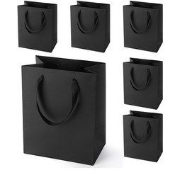 MOXARYSU Black Gift Bags With Handles: Small Medium 8x5x10 Inch 6pcs Black Pa…