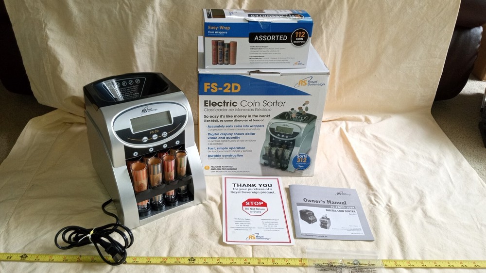 Royal Sovereign Electric Coin Sorter FS-2D with Tubes, & original box. works.