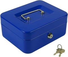 Portable Lock Box with Key – 5-Compartment Cash Tray, 7.87″x6.30″x3.54″