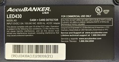 AccuBANKER LED430 6-Point Counterfeit Detector Multi Currency w/stand, UL Listed
