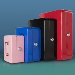 Portable Lock Box with Key – 5-Compartment Cash Tray, 7.87″x6.30″x3.54″