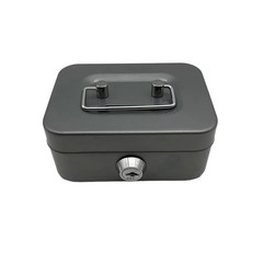 Small Cash Box with Money Tray and Lock, Metal Cash Lock Box with Key