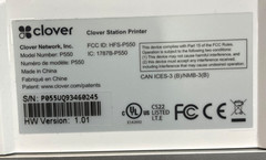 Clover Station C500 All-in-One Point of Sale POS System w/ P550 Printer