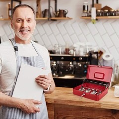 Versatile Red Cash Box with Key Lock and Coin Tray – Portable Security Solution
