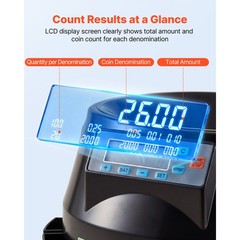 Uimoso Automatic Coin Counter & Sorter,5Denominations,225 Coins/Min, LCD Display