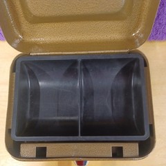 Vintage Small Metal Cash Document Box With Change Tray Locking Key Brown 6 X 4.7