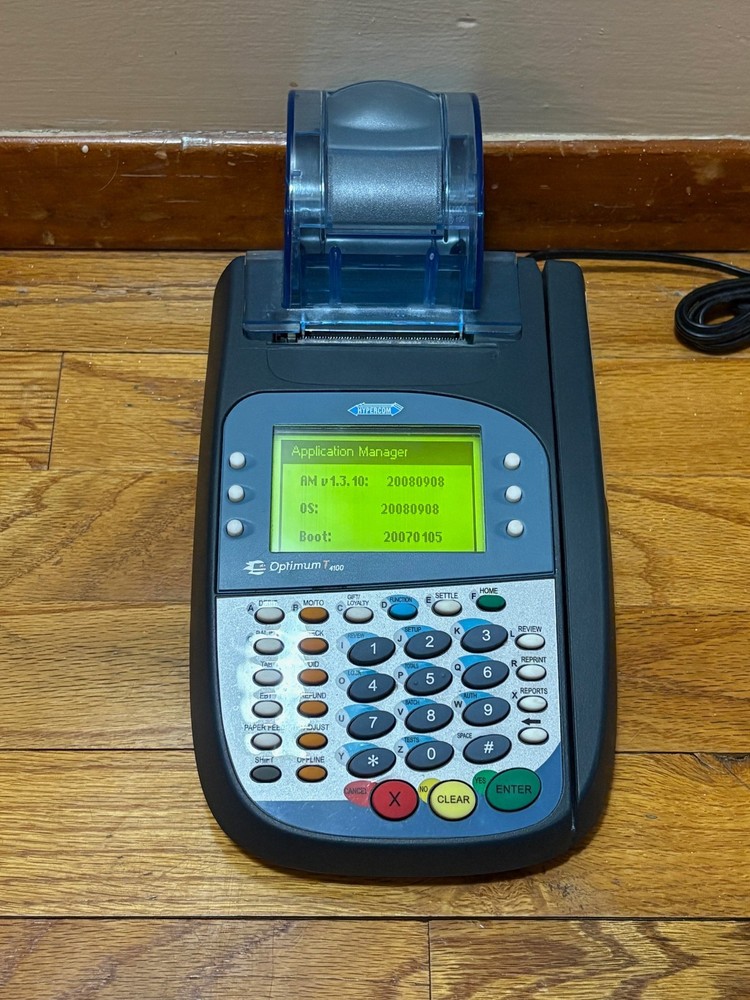 Hypercom Optimum T4100 Credit Card POS Terminal Reader – WORKING FREE SHIP