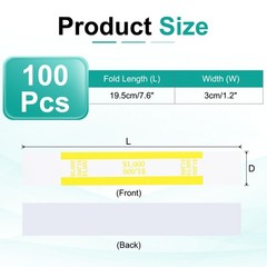 100Pcs Money Band 1000 Dollar Money Bill Wrapper Self-Adhesive Bill Band Yellow