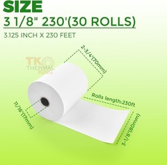 30 Rolls POS Thermal Paper 3 1/8″ x 230′ for Cash Register