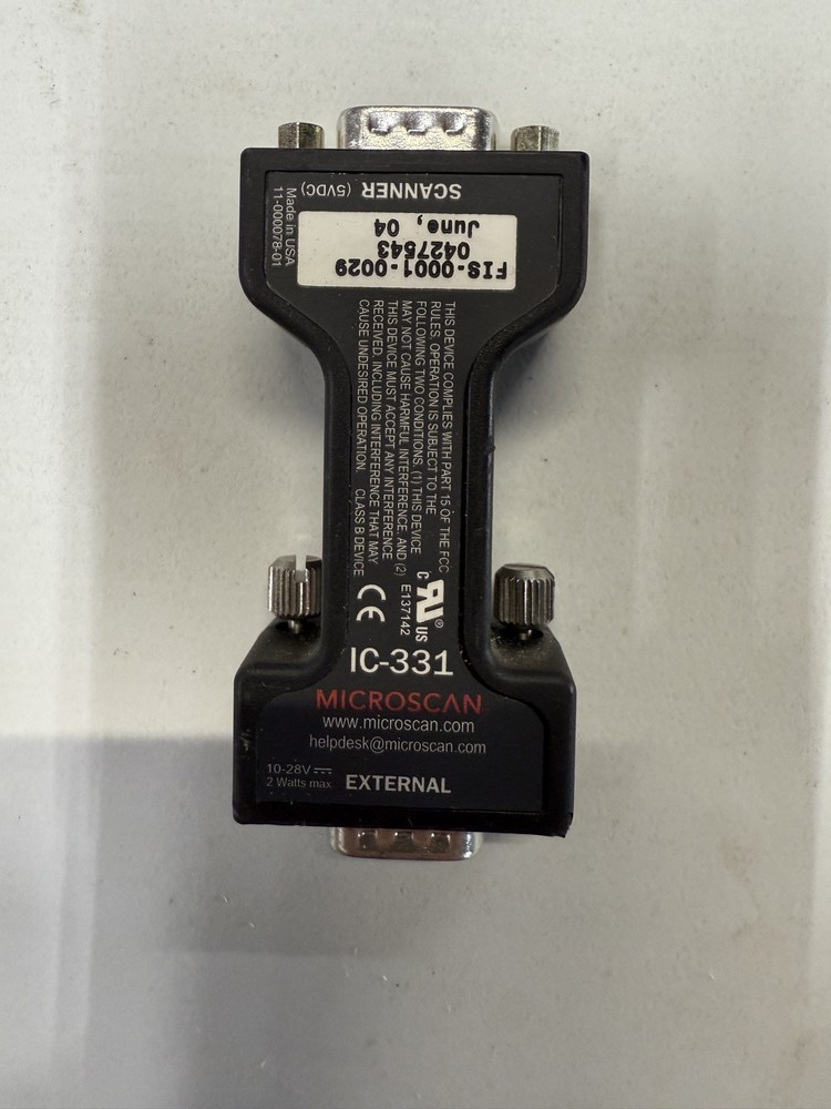 *PREOWNED* Microscan FIS-0001-0029 Connector for Scanner IC-331 + Warranty!
