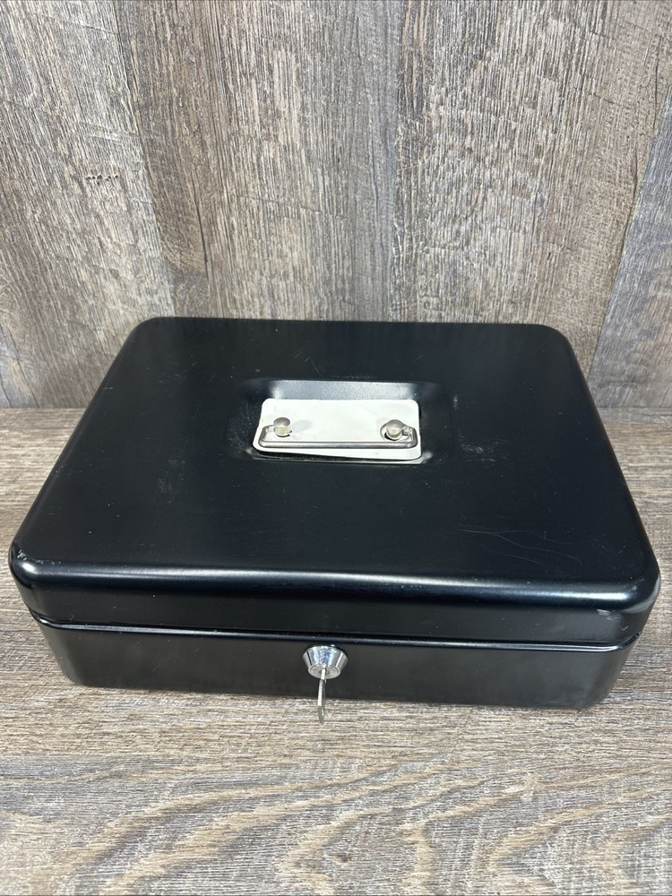 Unbranded Black Metal Lockable Cash Box W /Key