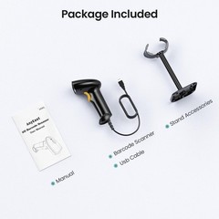 Yellow USB Wired 1D 2D QR Code Barcode Scanner Stand Computer POS MAC Reader