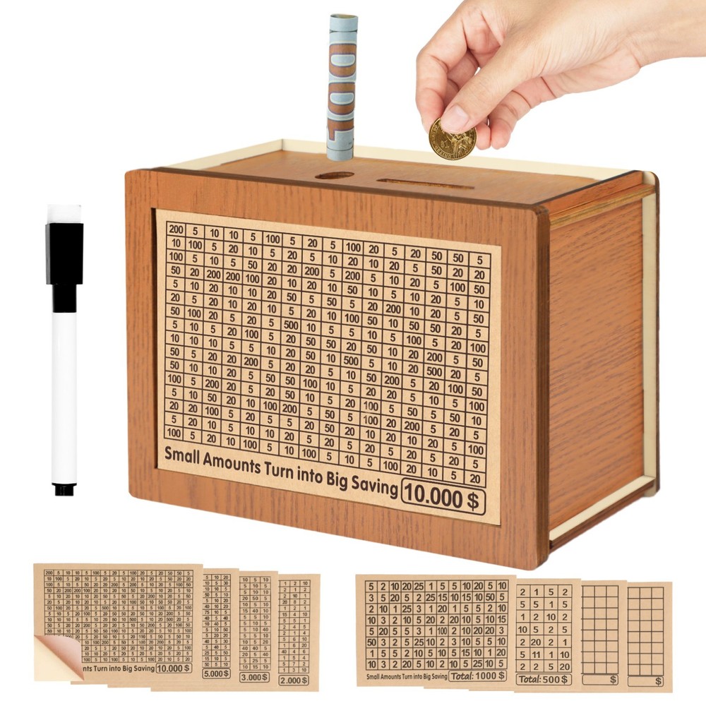 Cash Vault Wooden Savings Box Wooden Cash Saver Money Saving Box With Countdown