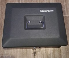 Sentry Safe Cash Box With Key Lock & Money Tray Dark Gray