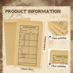 1200 Pcs Cashier Deposit Report Envelopes Kraft 6.5 x 3.5 Inch Cash Stuffing Su