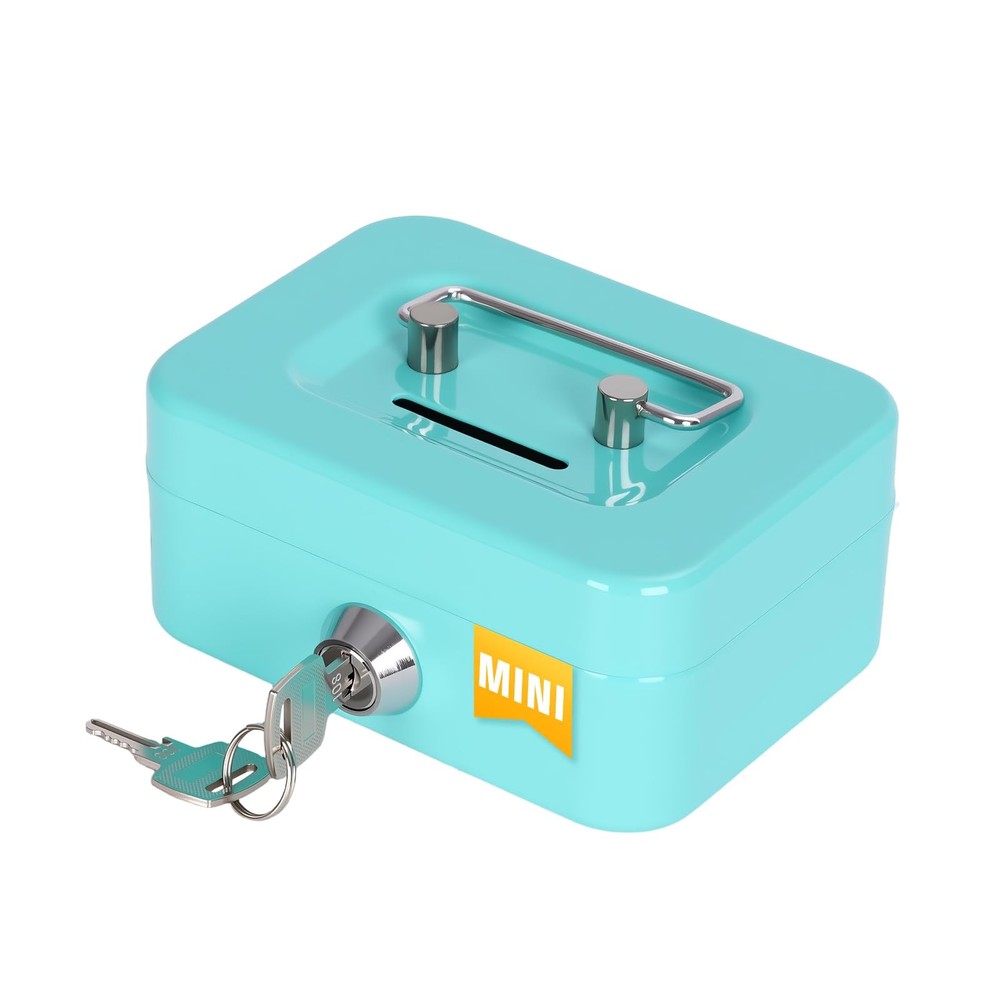 Mini Cash Box Metal Piggy Bank Cash Box with Lock and Keys for Casino