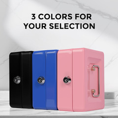 Small Cash Box with Money Tray and Lock, Metal Cash Lock Box with Key, Petty Cas
