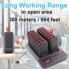 ** NEW Wireless Restaurant Pager System | 16 LED Pagers | Buzzer and Vibration