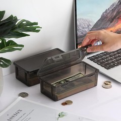 Hipiwe 2 Packs Plastic Cash Box Money Organizer Black Currency 2 Pcs,