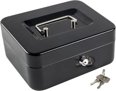 Medium Steel Cash Box with Lock Money Tray Safe Cash Register Storage