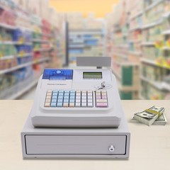 LCD Display Electronic POS System 48 Keys Cash Register For Retail with Drawer