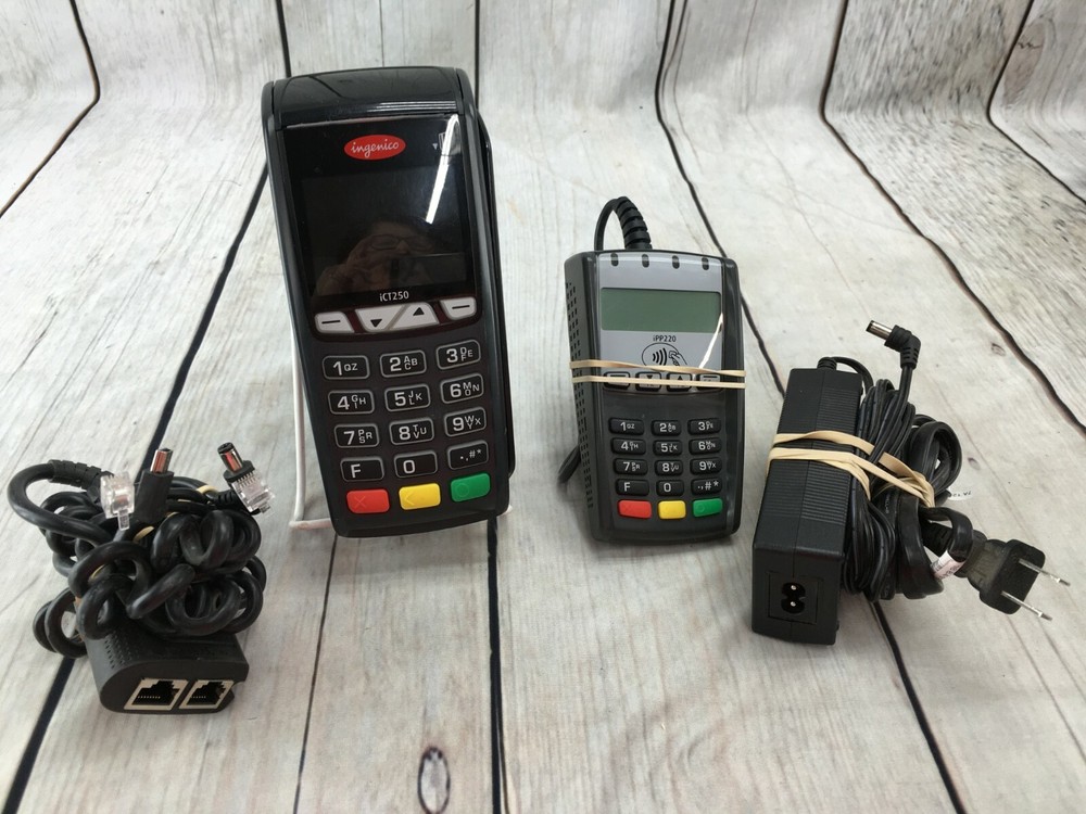 Ingenico iCT250 Credit Card Terminal Reader + iPP220 Pin Pad w/ Cords **READ**
