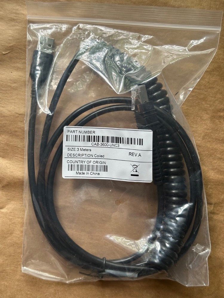 CAB-3600-UNC3 for Zebra Barcode Scanner DS3678-HP DS3678-DP USB Coiled Cable 3M