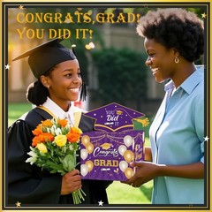 Graduation Money Box for Cash Gift Pull Purple Gold Graduation Gifts Surprise