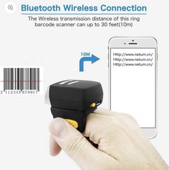 NETUM Bluetooth Barcode Scanner 1D 2D QR Ring Mini Bar Code Reader 2.4GWireless
