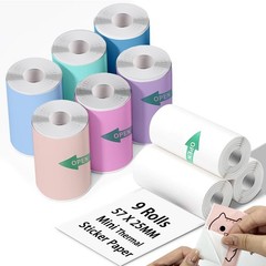 9 Rolls Mini Thermal Sticker Paper for Mini Inkless Printer (3 Rolls of White…