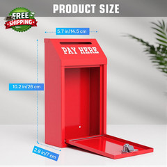 Locking Cash Box with Slo Metal Money Donation Box with Lock and 4 Keys Wall