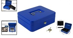 Large Blue Lock Box with Money Tray Safe Metal Cash Storage 9.84×7.87×3.54 in…