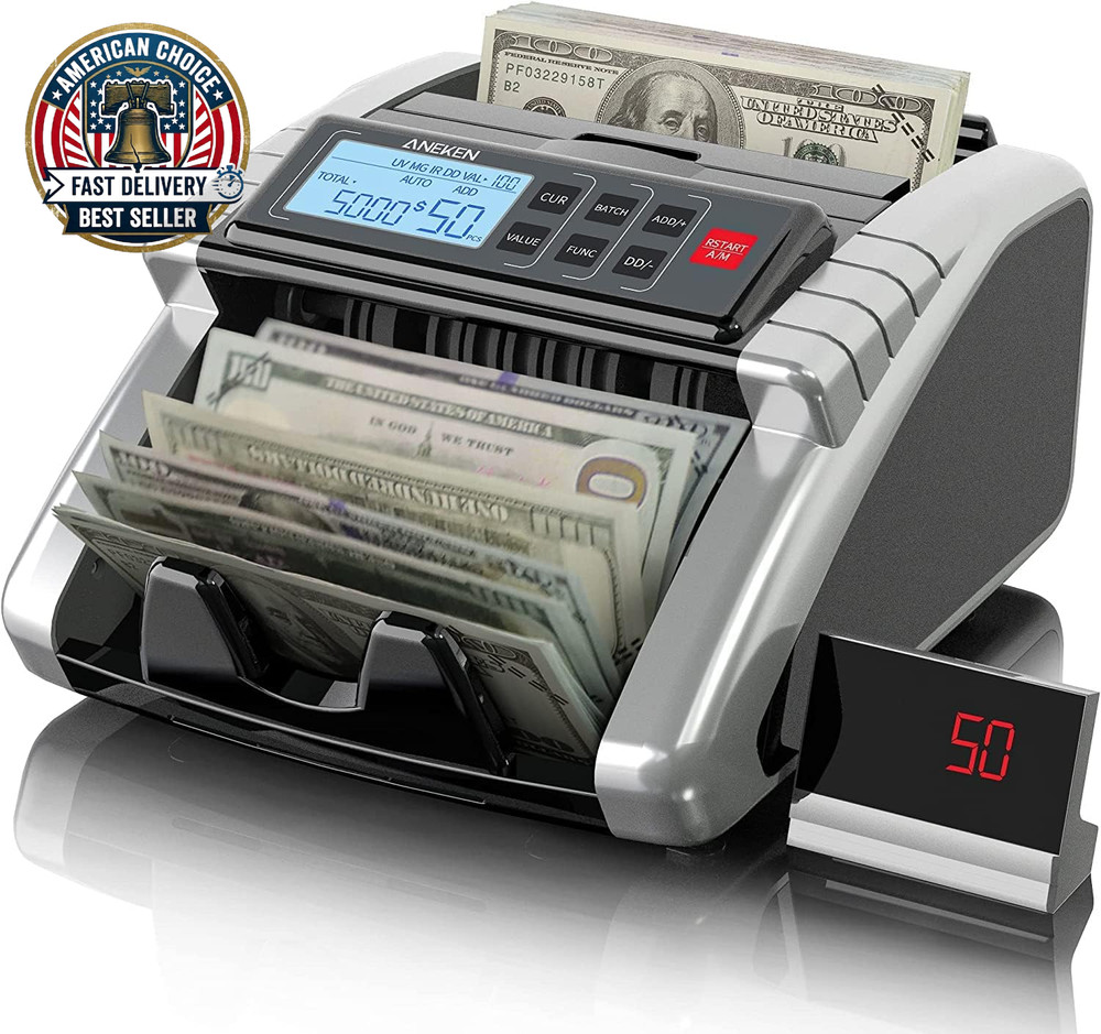 Money Counter Machine with Value Count, Dollar, Euro UV/MG/IR/DD/DBL/HLF/CHN Cou