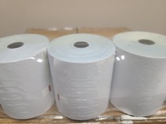 (50/Case) 3″ x 90′ Bulk White Carbonless 2-Ply Cash Register POS Paper Roll Tape