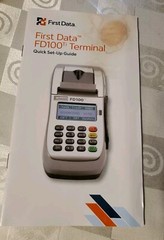 First Data FD100 Credit Card Terminal w/Power Adapter, Ethernet Cable Open Box