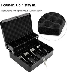 Secure Cash Box with Key Lock – Auto-Pop Spill-Proof Tray & Scratch Resistant